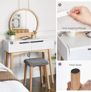Juego de mesa de <span class=keywords><strong>tocador</strong></span> de madera blanca con 2 cajones <span class=keywords><strong>Taburete</strong></span> acolchado con espejo <span class=keywords><strong>para</strong></span> niñas Muebles de <span class=keywords><strong>tocador</strong></span> de dormitorio Estilo MDF - Product Image 6