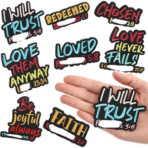 Parche de tela bordado con letras en inglés <span class=keywords><strong>para</strong></span> decoración de bolsos, con citas inspiradoras, de bordado computarizado, que siempre es exitoso. - Product Image 1