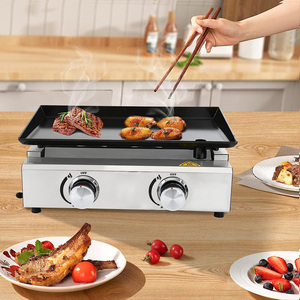 Plaque chauffante à <span class=keywords><strong>gaz</strong></span> portable de 17 pouces à dessus plat pour <span class=keywords><strong>barbecue</strong></span> extérieur au propane à 2 brûleurs pour la cuisson en plein air <span class=keywords><strong>Plancha</strong></span> - Product Image 3