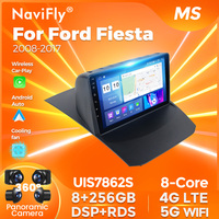 NaviFly Layar Sentuh Android Qled WIFI Terbaru untuk Ford Fiesta 2008-2017 mendukung Prosesor True 8 Core Android Auto