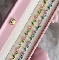 Pulsera de Flor de Tulipán Chapada en Oro de 18K, Resistente al Agua y al Deslustre, de Acero Inoxidable, Marca Fanhua