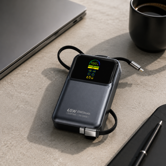 High Capacity 20000mAh Power Bank 45W Fast Charging Built-in Charging Cables Portable External Battery Pack for Daily, Travel
