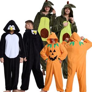 Combinaison intégrale en polaire thermique mignonne et tendance pour adulte, pyjama en peluche animal avec queue et capuche, poches latérales, costume d'Halloween, vêtements <span class=keywords><strong>de</strong></span> maison - Product Image 4