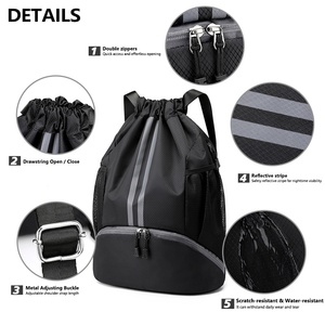 Biểu Tượng Tùy Chỉnh Bóng Rổ Dây Kéo Ba Lô Ướt Khô Tách Không Thấm Nước Đào Tạo Tổ chức Marathon Mở Loại Đóng Cửa Cho Nam Giới - Product Image 3