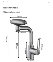 Robinet de lavabo multifonctionnel contemporain EIOIOL à cascade, quatre modes, capteur tactile, finition chromée, montage sur plan, 1 poignée