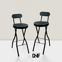 2 tabourets de bar pliants modernes noirs, hauts, avec assise rembourrée en cuir, portables, pour comptoir, chaises de salle à manger, tabourets d'îlot de cuisine pour adultes