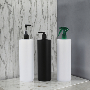 Bouteille en HDPE 500 ml, bouteilles en plastique cylindriques 30 ml, 240 ml, 8 oz, 16 oz, pompe à lotion ronde avec bouchon à vis en plastique <span class=keywords><strong>noir</strong></span>, flacon pulvérisateur - Product Image 4