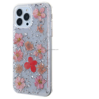 Casing Ponsel Mewah Desain Bunga Buatan Tangan Epoxy TPU+PC Anti Benturan Multi Warna untuk 17 16 15 14 13 12 11 Pro Max
