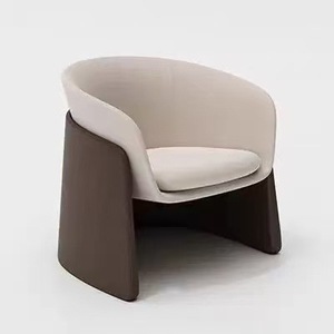 Modern Minimalist Wooden Armchair Lounge Chair Soft Fabric Upholstery Living Room Furniture - Product Image 1