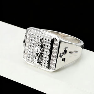 Anillo de Hombre de Plata de Ley 925 con Circonita Cúbica Cruzada, Estilo Ganador del <span class=keywords><strong>Oscar</strong></span>, Accesorio de Moda de Celebridades - Product Image 3