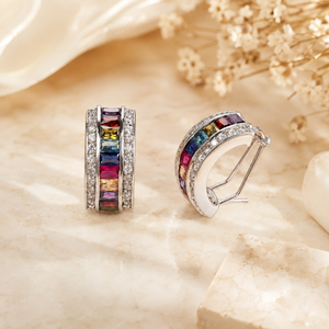 Orecchini a Cerchio Arcobaleno per Donne, Gioielli Eleganti e Colorati per Uso Quotidiano - Product Image 3