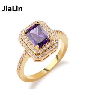 Classique carré en forme de bague en diamant pavé cz 18 k bague en or pour les femmes - Product Image 3
