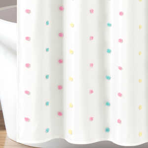 Vente en gros de rideaux de douche à pois colorés rideau de douche en polyester à thème personnalisé pour salle de bain - Product Image 1