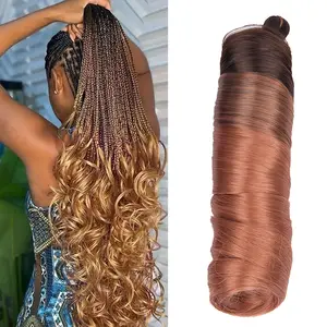 For black people wholesale synthetic crotchet hair attachment spanish curls curly braiding hair extension ombre