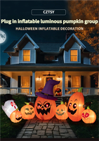 Grande citrouille gonflable lumineuse de 2,5 mètres pour Halloween, décorations d'extérieur pour cour, fantômes électriques à brancher