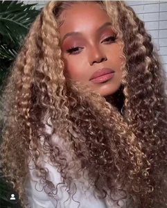 Perruques Lace Front <span class=keywords><strong>Cheveux</strong></span> Humains Bruts Bouclés Longue Durée Couleur <span class=keywords><strong>Blond</strong></span> Mèches 4/27 Sans Colle Avec <span class=keywords><strong>Frange</strong></span> - Product Image 6