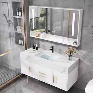 Presa di fabbrica Set bagno moderno Hpl mobili da bagno vanità con quarzo vanità da banco - Product Image 1