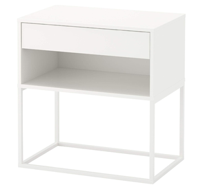 Mesita <span class=keywords><strong>de</strong></span> <span class=keywords><strong>noche</strong></span> moderna <span class=keywords><strong>de</strong></span> color blanco con 1 cajón, ideal para dormitorios y espacios <span class=keywords><strong>de</strong></span> estar, fácil montaje. - Product Image 1