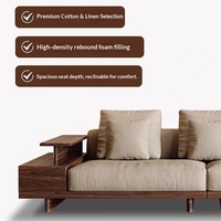 Maxky Modèle 2511 Canapé multifonction en bois massif de noyer noir d'Amérique du Nord pour petit appartement Design zen de luxe Coton écologique