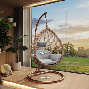 Silla Colgante Moderna de Mimbre Sintético con Cojín Impermeable para Uso en Restaurantes y Villas al Aire Libre, Silla Colgante para 1 Persona - Product Image 1
