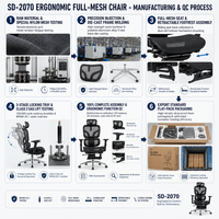 Chaise de bureau ergonomique en maille avec appui-tête réglable, accoudoirs, hauteur réglable, pivotante, inclinable, base en métal, roulettes en PU pour la maison et le bureau