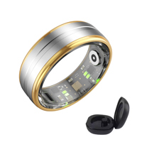 Bague connectée noire et or, moniteur de fréquence cardiaque, d'oxygène sanguin, de pression artérielle et de sommeil, tracker de santé et de sport 5ATM, contrôle via application R06