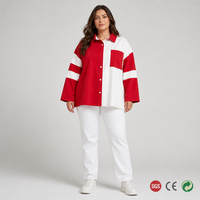 Chemise-veste surdimensionnée à manches longues pour femme, style hockey, color block, boutonnée, tailles personnalisées du 44 au 58