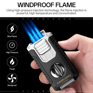 Cigarloong - Encendedor <span class=keywords><strong>de</strong></span> Cigarros Multifuncional 5 en 1, Resistente al Viento, <span class=keywords><strong>de</strong></span> Aleación <span class=keywords><strong>de</strong></span> Zinc, <span class=keywords><strong>con</strong></span> Cortador <span class=keywords><strong>de</strong></span> Cigarros, Soporte para Taladro y Aguja - Product Image 3