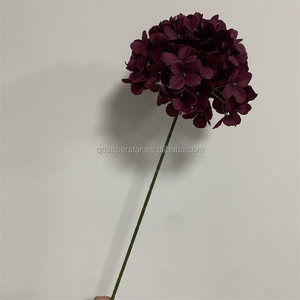 E-839 Fiori Artificiali di Alta Qualità all'Ingrosso, Fiori di Ortensia Artificiali a Stelo Singolo Bordeaux - Product Image 6