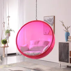 Modern living room hotel room funny fancy pink acrylic ball swing egg chair stands for girl kids children bedroom furniture