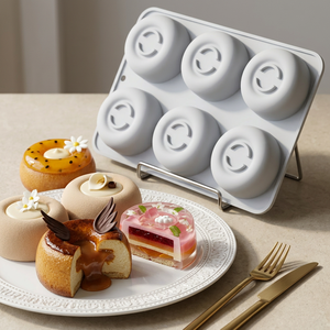 Molde de Silicona Redondo para Pastel de 6 Cavidades, LFGB 100% Grado Alimenticio, Platino Antiadherente, Libre de BPA, para Hacer Pasteles de Mousse - Product Image 3