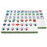 Set Mahjong Amerika Kelas Atas, Ubin Mahjong Berbingkai Hijau Segar dengan Cetakan Bambu & Bunga Tradisional Tionghoa