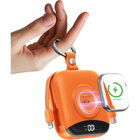 Batterie externe 10000mAh avec câbles intégrés et écran LED, porte-clés, charge rapide 22.5W pour montre connectée, téléphone, chargeur portable