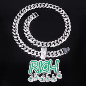 マイアミメンズトレンディロックヒップホップネックレスヨーロッパ系アメリカ人ジュエリーフルダイヤモンドゴールド豊富な文字マネーバッグパーティーギフト - Product Image 2