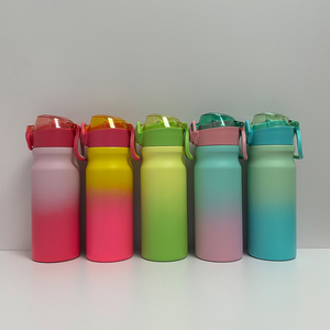 Gradient Color Double Wall Insulated Stainless Steel Water <b>Bottle</b> with <b>Flip</b> <b>Top</b> Lid & Carry Handle - Product Image 1