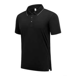 Camiseta Polo Negra de Color Sólido, Tejido de Nailon de Secado Rápido, Ropa Informal, Logotipo Personalizable - Product Image 1
