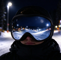 Masque de ski TPU nouvelle génération transfrontalier SK-043 avec bandeau antidérapant, compatible avec les lunettes, lentille sphérique, double couche anti-buée