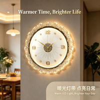 Jam Dinding Kristal LED Mewah dengan Gerakan Quartz Senyap, Jam Dinding Dekoratif dengan Cahaya Hangat untuk Ruang Tamu, Rumah, Hotel, Dekorasi Seni