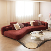 Italienisches Frei Kombinierbares Modulares Gerades Sofa Modernes Rotes Bouclé-Stoff Armloses Schaumstoffgefülltes Sektional-Sofa-Set