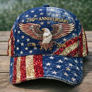 Casquette de baseball 6 panneaux US 250e anniversaire, impression numérique, broderie 3D, unisexe, visière personnalisée, style streetwear décontracté, tissu Dobby, sportif - Product Image 5