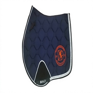 Tapis de selle d'équitation anglais personnalisé bleu marine respirant matelassé avec doublure en maille anti-humidité pour l'entraînement - Product Image 4