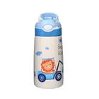 Bouteille d'eau pour enfants en acier inoxydable imprimée avec paille – Contenant à boisson adapté aux enfants