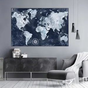 विंटेज विश्व मानचित्र कैनवास पेंटिंग मुद्रण पोस्टर पृथ्वी दीवार कमरे में रहने वाले आधुनिक नॉर्डिक सजावट कला घर सजावट के लिए चित्र