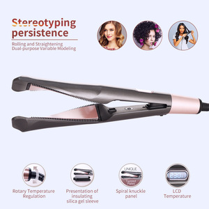 Nouveau fer à friser 2 en 1 avec plaque inclinée, écran LCD, chauffe rapide, multi-styler électrique, couleur grise, moteur DC, alimentation filaire - Product Image 5