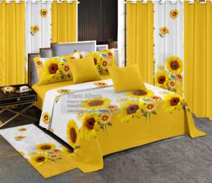 2025 Großhandel Bettlaken 13 Stück Bettwäsche-Set mit passenden Vorhängen Blumen bedruckte Bettlaken-<span class=keywords><strong>Sets</strong></span> 13 Stück King Size auf Lager - Product Image 5