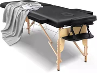 Lit de massage de salon de beauté pliable moderne de luxe, durable, à haute stabilité, avec pieds en bois