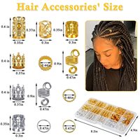 Ensemble d'accessoires pour perruques en métal de 262 pièces, ornements capillaires tressés, anneaux d'extension pour dreadlocks dorés/argentés, style européen et américain