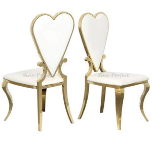 Heart-shape Back Stainless Steel Gold China Wedding <b>Chairs</b> Indoor Outdoor <b>White</b> Banquet Dinner Event <b>Chair</b> - Product Image 1