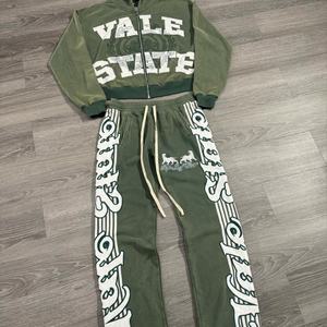 ชุดเซ็ตเสื้อฮู้ดดี้ปักลายแบบดิสเทรส พร้อมกางเกงสเวตแพนท์ ลวดลายฟอกสีแบบแอซิดวอช  คุณภาพสูง  พร้อมโลโก้ปักแบบกำหนดเอง - Product Image 5