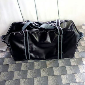 Sac de voyage en PU noir grande capacité avec fermeture éclair et poignées réglables pour le sport et le rangement - Product Image 1